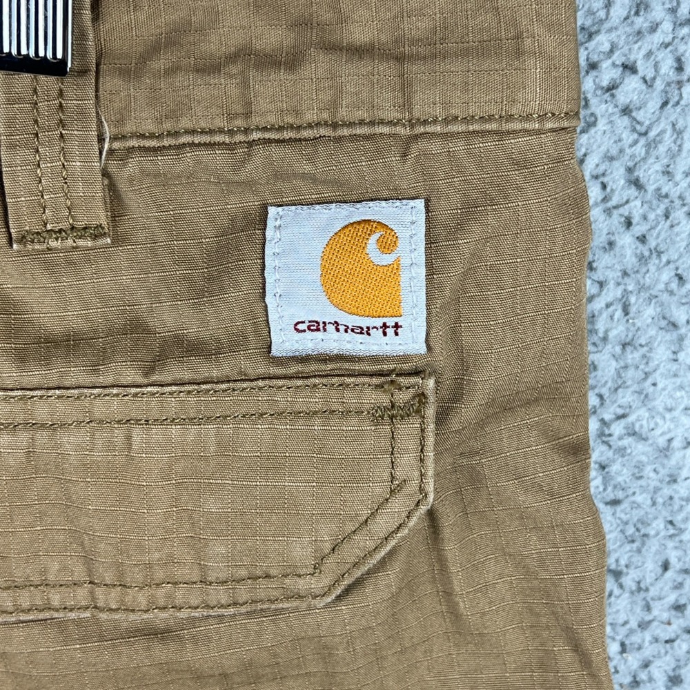 Carhartt Force Relaxed Fit Cargo Pants Mens 36x30 Brown Ripstop Work Trousers - Picture 6 of 11